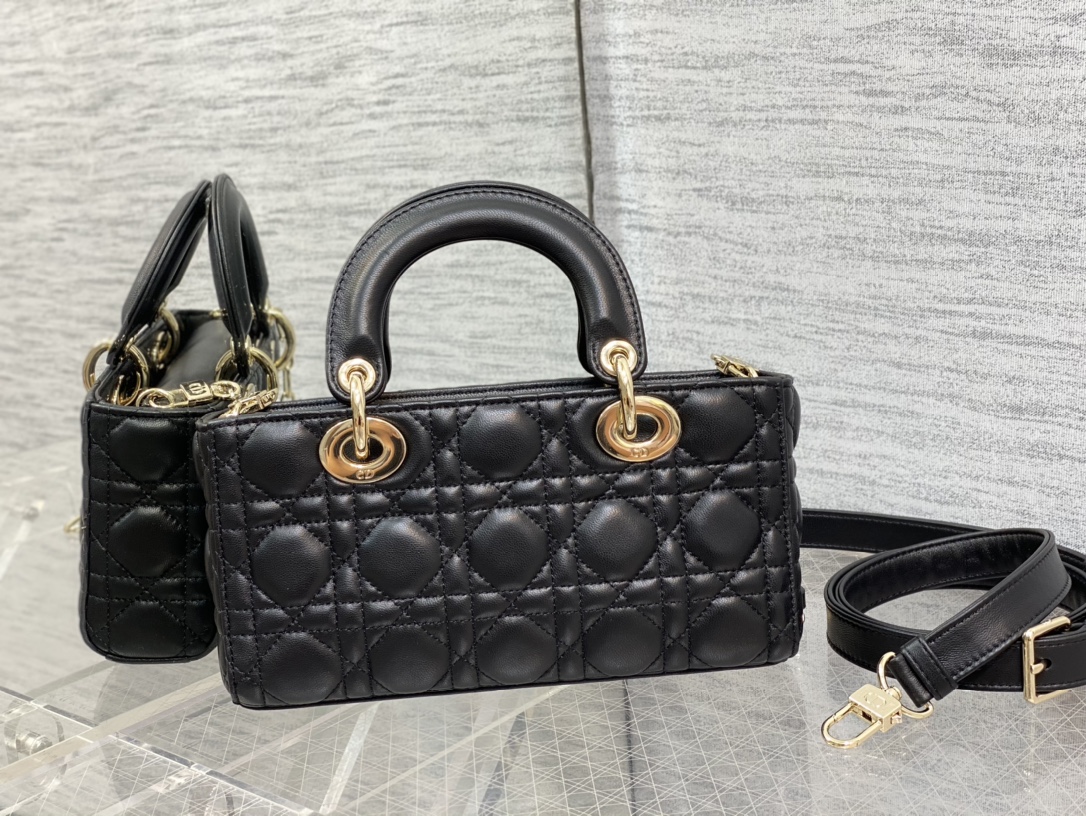 Small Lady D-Joy Bag Black Cannage Lambskin